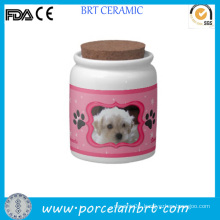 Custom Cute Ceramic Pet Food Jar Waterproof